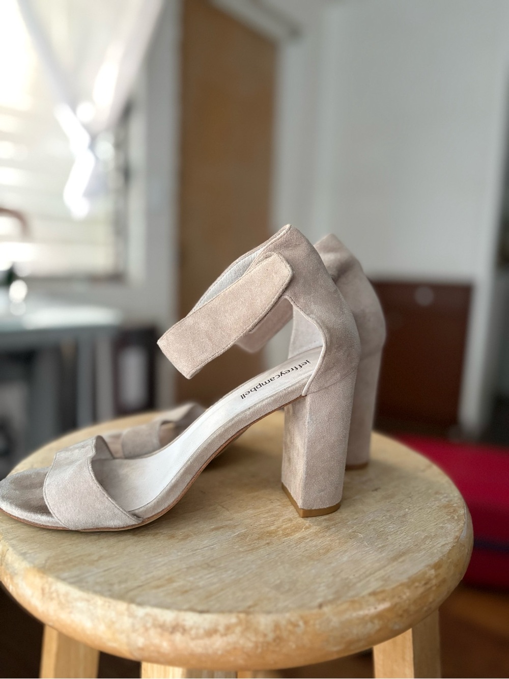 Jeffrey Campbell Taupe Suede Block Heel Sandals - Picture 2 of 6